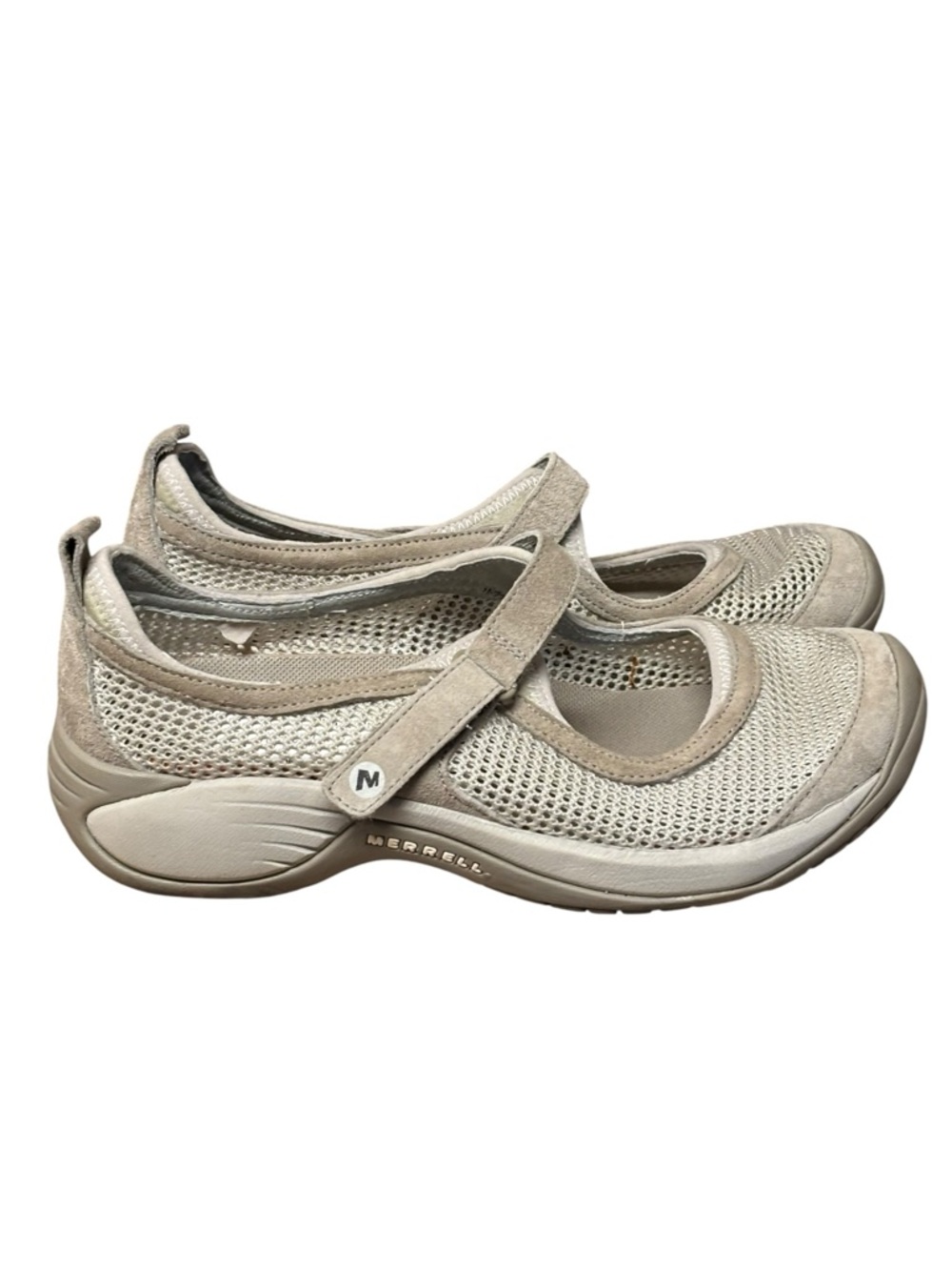 Merrell Women's Encore Strap Aluminum Beige Mesh‎ Mary Jane Shoes Size 7